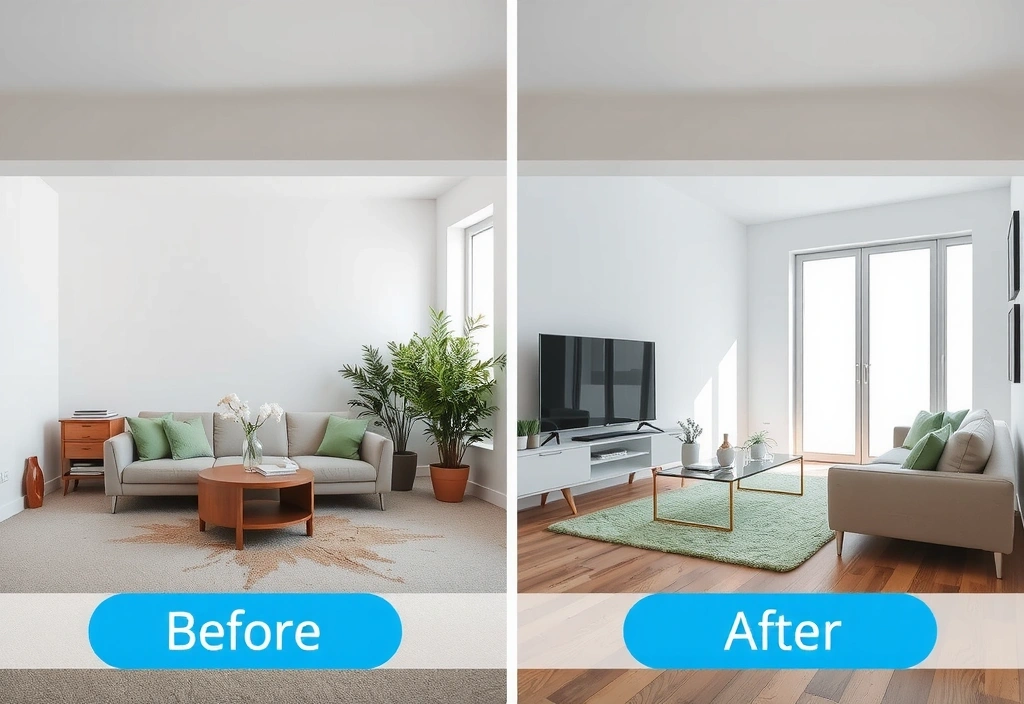 Before and after cleaning results - residential space