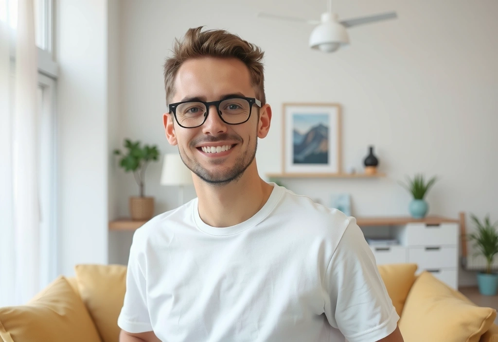 Happy satisfied client in clean home environment